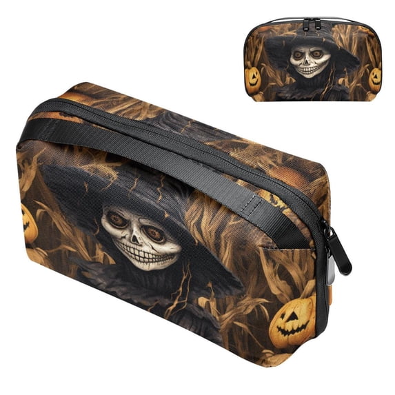 Scarecrow Travel Case Oxford Cloth Waterproof Digital Pouch Organizer Case for Travel Leather Cord Organizer - 5.9x9.44x3.14 in