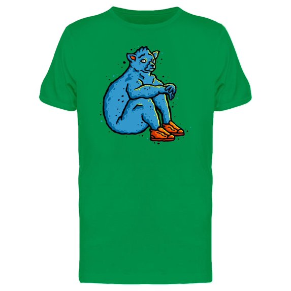Scared Blue Lemur Sticker Tee Men's -Image by Shutterstock