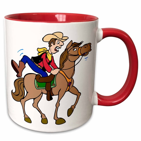 Scared Cartoon Cowboy 11oz Two-Tone Red Mug mug-285598-5