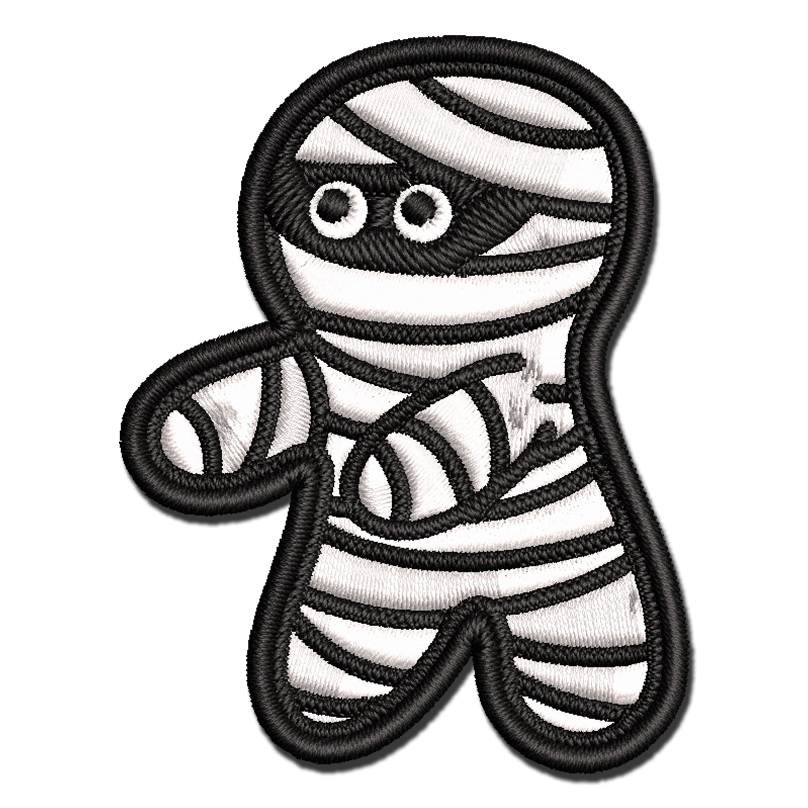 Scared Halloween Mummy Applique Multi-Color Embroidered Iron-On Patch - 3.5 Inch Large