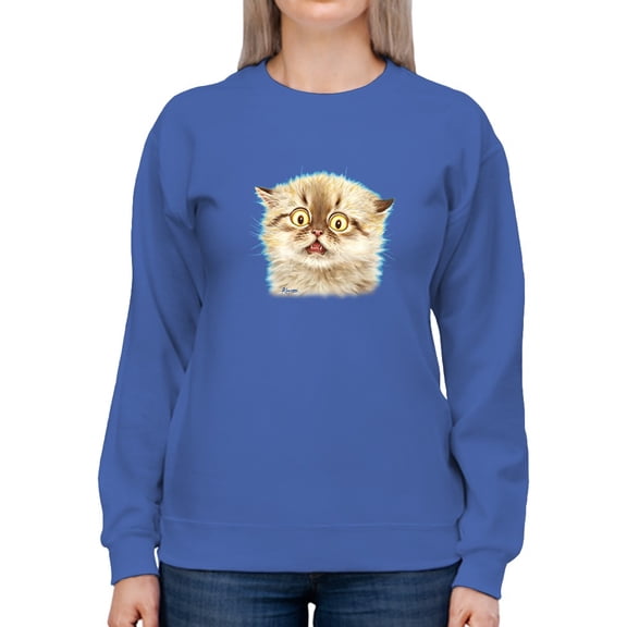 Scared Kitten Sweatshirt Women -Kayomi Harai Designs, Female Medium