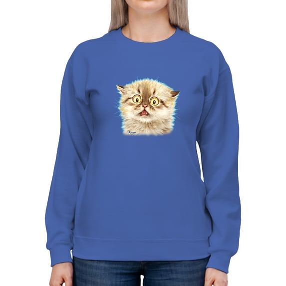 Scared Kitten Sweatshirt Women -Kayomi Harai Designs, Female x-Large