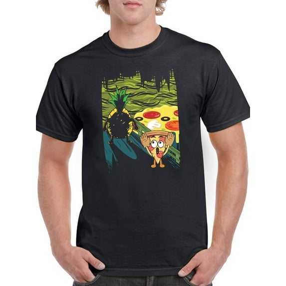 Scared Pizza And Pineapple T-Shirt Men -Smartprints Designs, Male 4X-Large