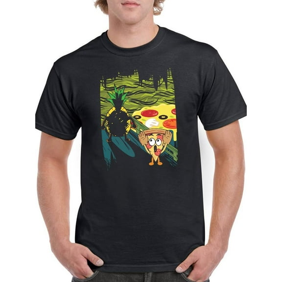 Scared Pizza And Pineapple T-Shirt Men -Smartprints Designs, Male XX-Large