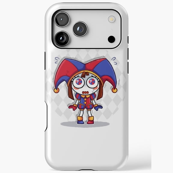 Scared Pomni Digital Circus Funny Face Meme Compatible Phone Case for iPhone 11 12 13 14 15 16 17 Pro Max