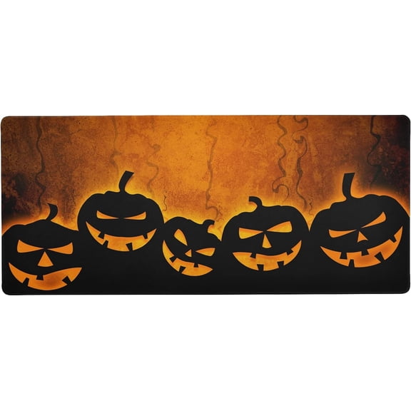 Scared Pumpkin Halloween Large Gaming Mouse Pad Big Mousepad Mice Keyboard Mat with Non-Slip Rubber Base for Computer Laptop Home & Office, 31.5 X 11.8 inch
