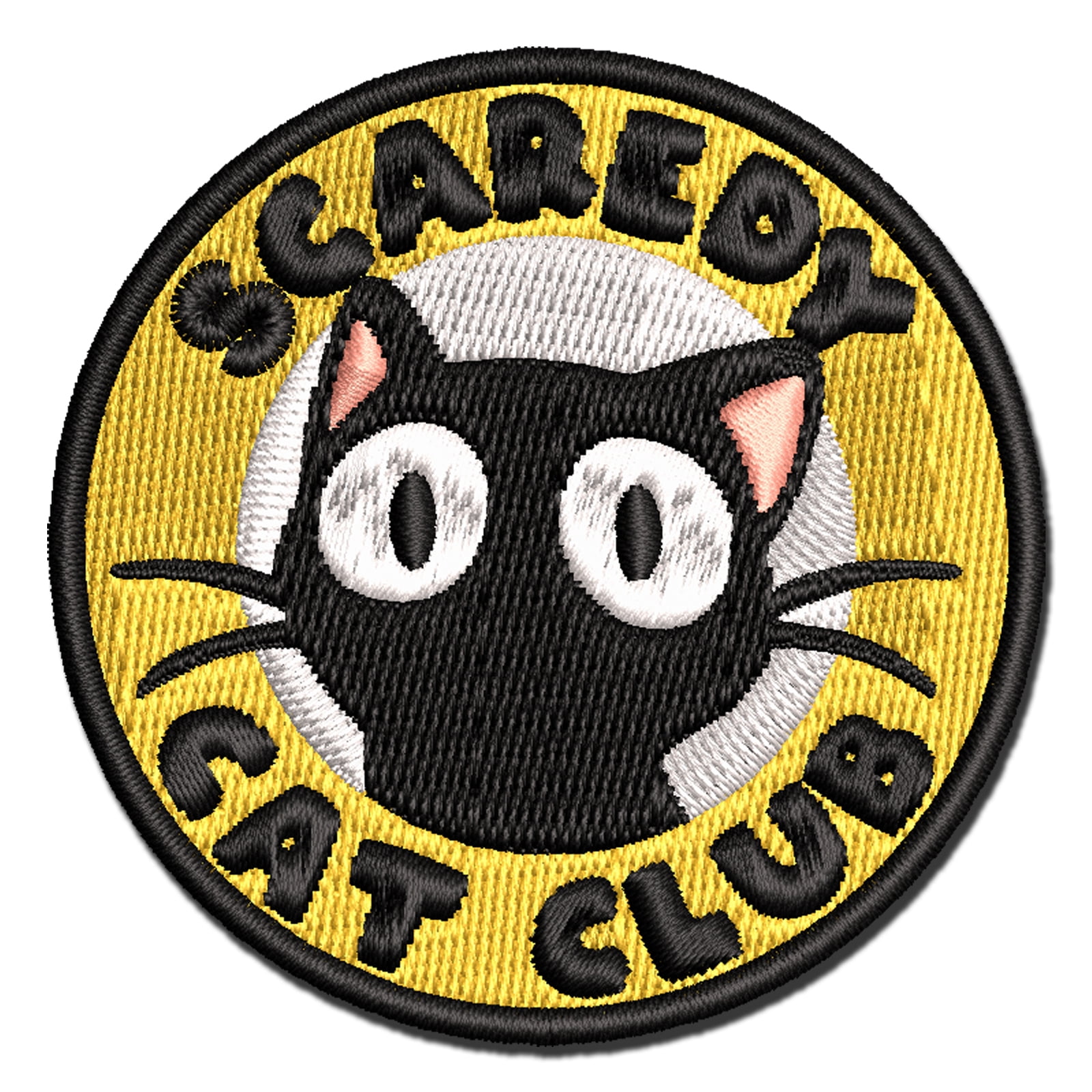 Scaredy Cat Club Applique Multi-Color Embroidered Iron-On Patch - 3.5 Inch Large