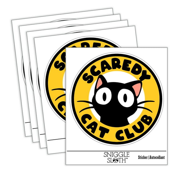 Scaredy Cat Club Car Window Bumper Water Bottle Phone Tablet Laptop Waterproof Vinyl Decal Sticker Set 5-Pack - Gloss Finish - 5.0"