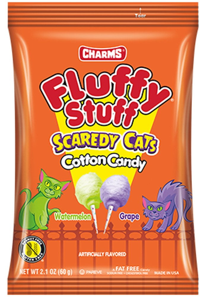 Charms Fluffy Stuff Cotton Candy, Scaredy Cats, Watermelon/Grape - 2.1 oz