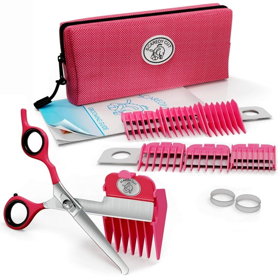 Scaredy Cut Silent Pet Grooming Kit for Sensitive Pets Left-Handed Pink Precise Trimming for Cats & Dogs