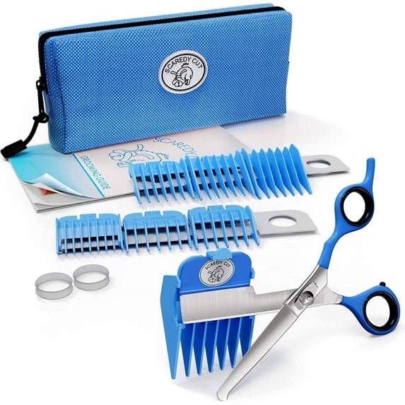 Scaredy Cut Silent Pet Grooming Kit for Sensitive Pets Right-Handed Blue Precise Trimming for Cats & Dogs