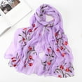 thumbnail image 1 of Scarf AURORADY Women Embroidery Chiffon Scarf Hijab Wrap Shawls Headband Muslim Hijabs Scarf Wh, Women's Neckerchief Light Purple, 1 of 2