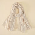 thumbnail image 1 of Scarf AURORADY Women Fashion Thin Plain Embroidered Cotton and Linen Long Scarf, Sheer Chiffon Women Beige, 1 of 2