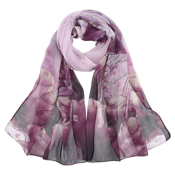 Scarf AURORADY Women's Retro Colorful Printed Scarf Simple Cotton and Linen Warm Shawl Muslim Headscarf Scarf, Womens Shawls and Wraps for Evening Dress Purple