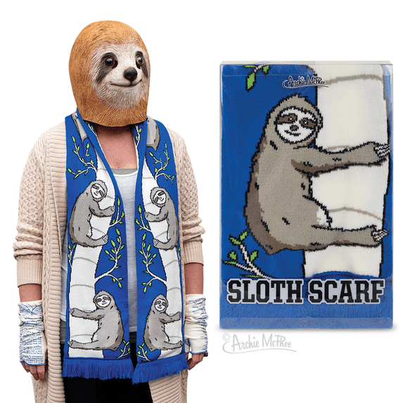 Scarf - Archie McPhee - Sloth 71" Soft-Knit Acrylic New 12881