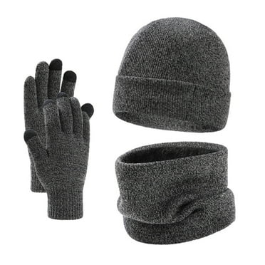 Scarf Autumn Beanie Hat Scarf Touchscreen Gloves 3 Piece Plush Knitting Wool Cold Womens Scarf GY3 One Size