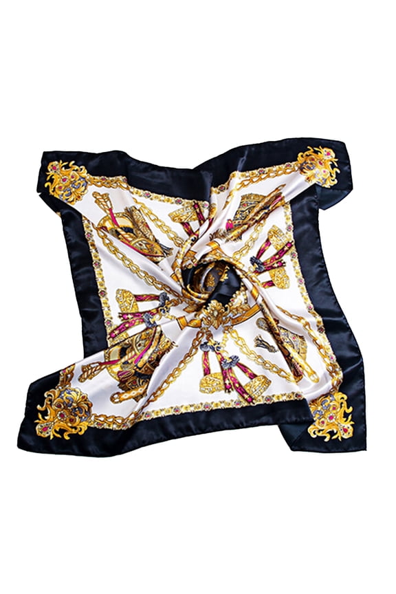 Scarf Comfortable Square Shape Satin Carriage Chain Scarves Shawl for Daily Life