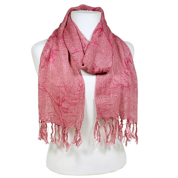 Scarf - Cotton Woven w/ Flower Print - Pinkl - SF-SSF50191PK