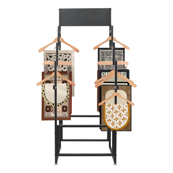 Scarf Display Rack - Carpet Display Rack Floor Standing Carpet Display Stand, Commercial Organizer Holder for Displaying Mat, for Clothing Retail Shops, Black