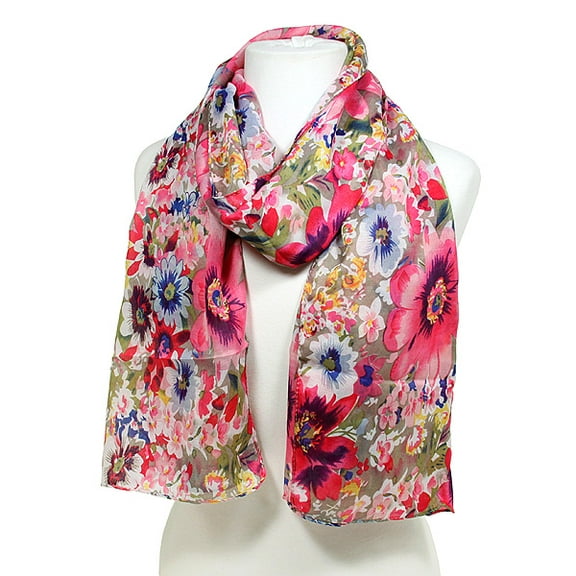 Scarf - Fabric Scarf - Floral Print - Pink - SF-SSF25106PK
