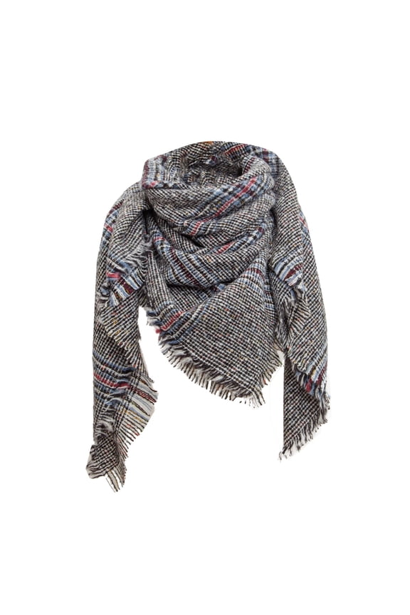 Scarf For Women Brushed Plaid Triangle Wrap Scarf With Fringe For Work Travel And Daily Layering Shawl Wraps For Women