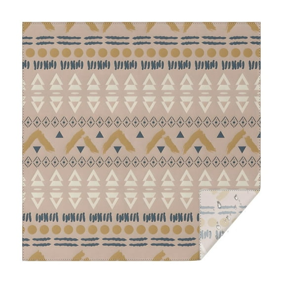 Brown Geometric Triangle Diamond Pattern Square Tablecloth,Waterproof Square Table Cover,Wipeable Spillproof Washable Table Cover for Home Kitchen Party Decor 42"X42"(107x107cm)