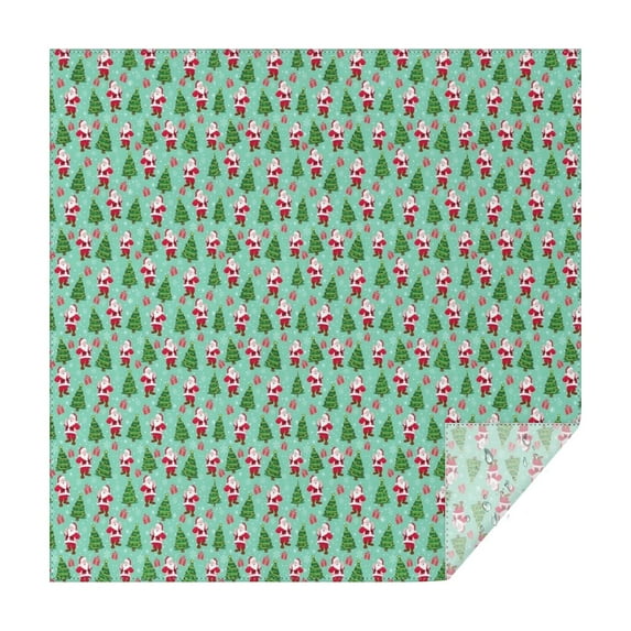 Light Blue Christmas Santa and Tree Pattern Square Tablecloth,Waterproof Square Table Cover,Wipeable Spillproof Washable Table Cover for Home Kitchen Party Decor 60"x60"(152x152cm)