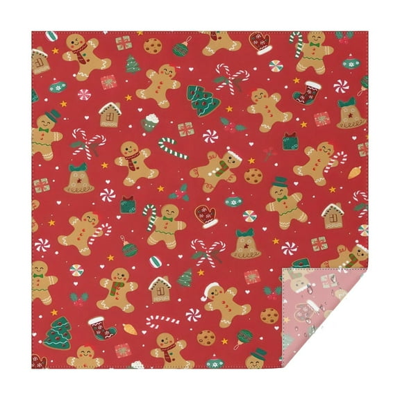 Red Christmas Gingerbread Man Pattern Square Tablecloth,Waterproof Square Table Cover,Wipeable Spillproof Washable Table Cover for Home Kitchen Party Decor 60"x60"(152x152cm)