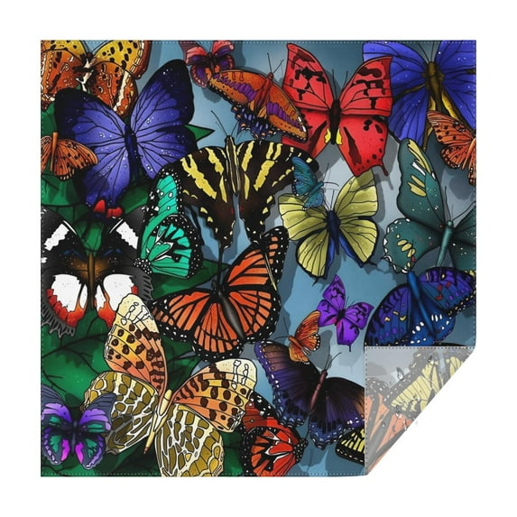 Multicolor Butterfly Group Pattern Square Tablecloth,Waterproof Square Table Cover,Wipeable Spillproof Washable Table Cover for Home Kitchen Party Decor 52"x52"(132x132cm)