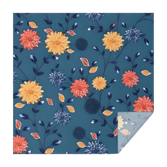 Pioneer Flower Floral Print Pattern Square Tablecloth,Waterproof Square Table Cover,Wipeable Spillproof Washable Table Cover for Home Kitchen Party Decor 42"X42"(107x107cm)