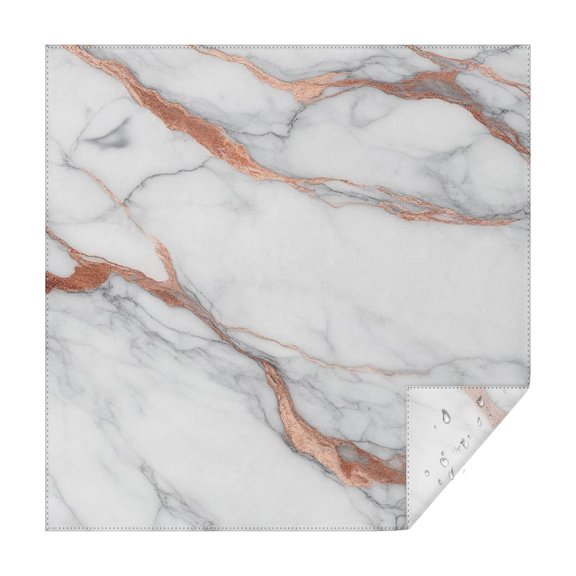 White Rose Gold Marble Pattern Square Tablecloth,Waterproof Square Table Cover,Wipeable Spillproof Washable Table Cover for Home Kitchen Party Decor 42"X42"(107x107cm)