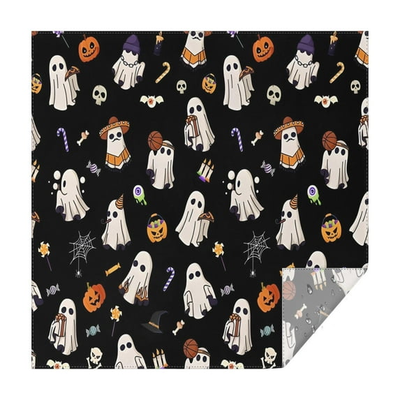 Halloween Ghosts with Costumes Square Tablecloth,Waterproof Square Table Cover,Wipeable Spillproof Washable Table Cover for Home Kitchen Party Decor 52"x52"(132x132cm)