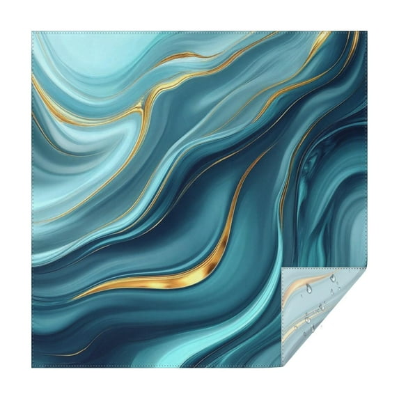 Blue Gold Marble Pattern Square Tablecloth,Waterproof Square Table Cover,Wipeable Spillproof Washable Table Cover for Home Kitchen Party Decor 42"X42"(107x107cm)