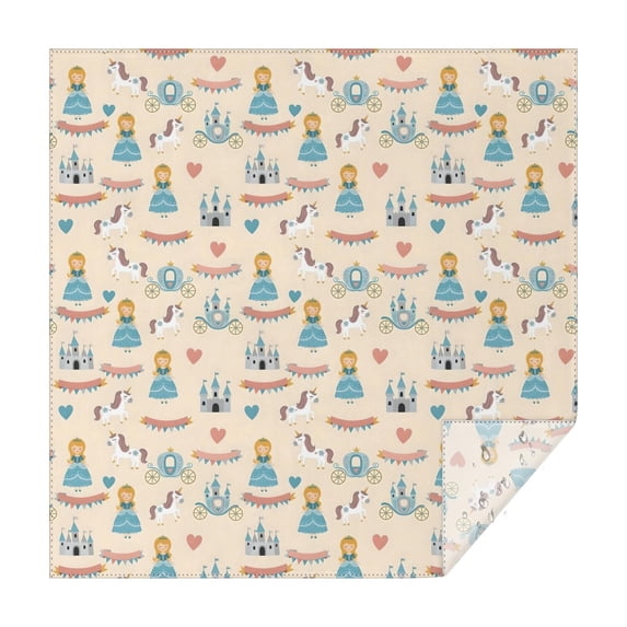 Beige Princess Unicorn Pattern Square Tablecloth,Waterproof Square Table Cover,Wipeable Spillproof Washable Table Cover for Home Kitchen Party Decor 60"x60"(152x152cm)