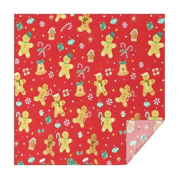 Red Christmas Gingerbread Man Pattern Square Tablecloth,Waterproof Square Table Cover,Wipeable Spillproof Washable Table Cover for Home Kitchen Party Decor 52"x52"(132x132cm)