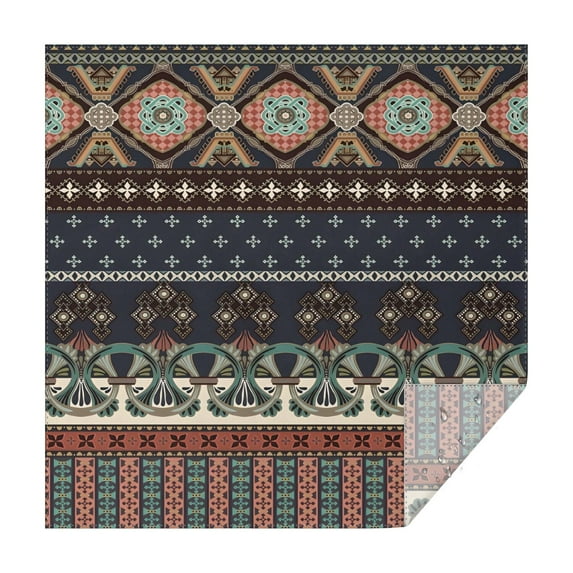 Boho Blue Elaborate Ethnic Pattern Square Tablecloth,Waterproof Square Table Cover,Wipeable Spillproof Washable Table Cover for Home Kitchen Party Decor 42"X42"(107x107cm)