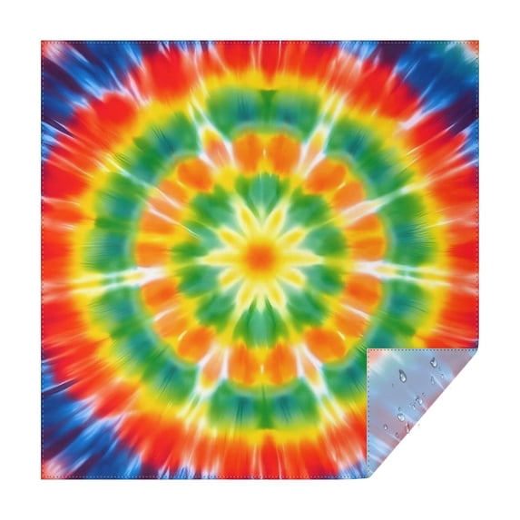 Colorful Rainbow Tie Dye Spiral Pattern Square Tablecloth,Waterproof Square Table Cover,Wipeable Spillproof Washable Table Cover for Home Kitchen Party Decor 42"X42"(107x107cm)