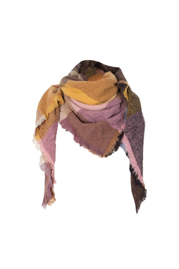 Scarf For Women Plaid Triangle Wrap Scarf With Fringe For Work Travel And Daily Layering Shawl Wraps For Women