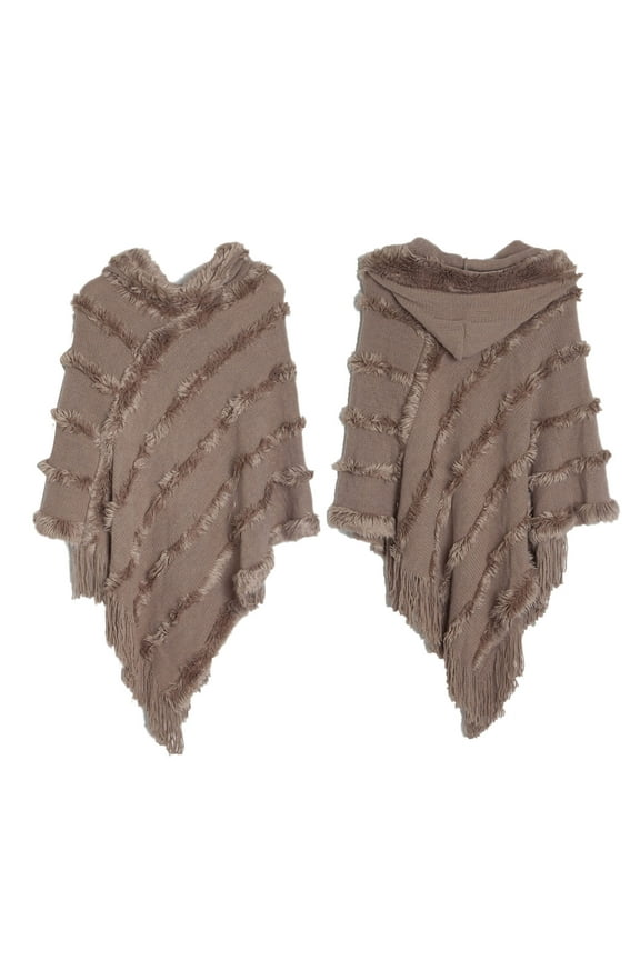 Scarf For Women Winter Solid Poncho With Tassels Knitted Shawl Fringed Wrap Sweater Pullover Cape Gifts For Shawl Wraps For Women