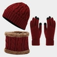 thumbnail image 1 of Scarf Gloves Hat Set 3-Piece for Teen Girls Women & Men, Warm Knit Winter Accessories Set, Matching Cold Weather Hat Scarf Gloves for Outdoor Activities, Christmas Gift Set for Family and Friend Red, 1 of 5