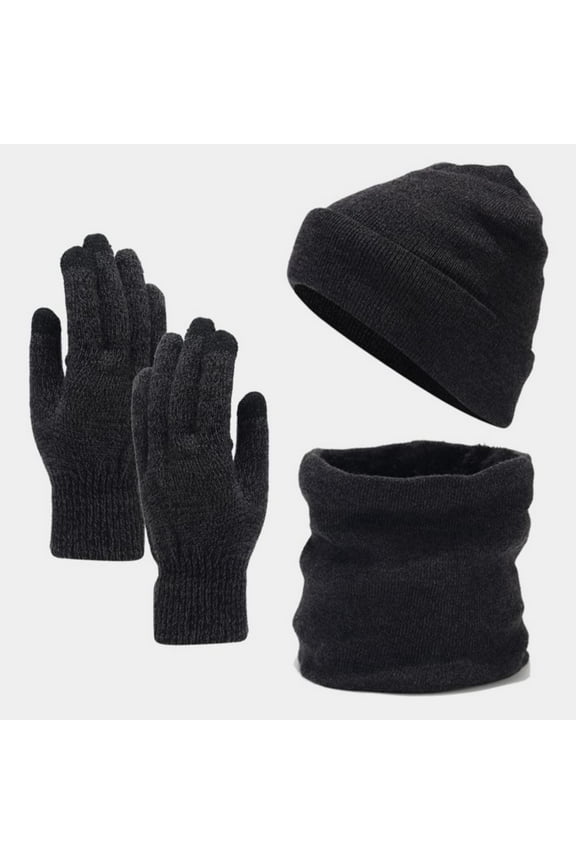 Scarf Gloves Hat Set 3-Piece for Teen Girls Women & Men, Warm Knit Winter Accessories Set, Matching Cold Weather Hat Scarf Gloves for Outdoor Activities, Christmas Gift Set for Family and Friend