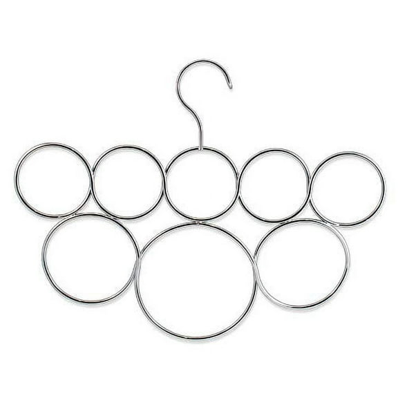 Scarf Hanger Organizer Holder EC36for Closet Space Saving Organization and Storage, 8 Snagless Satin Chrome Rings by EXULTIMATE