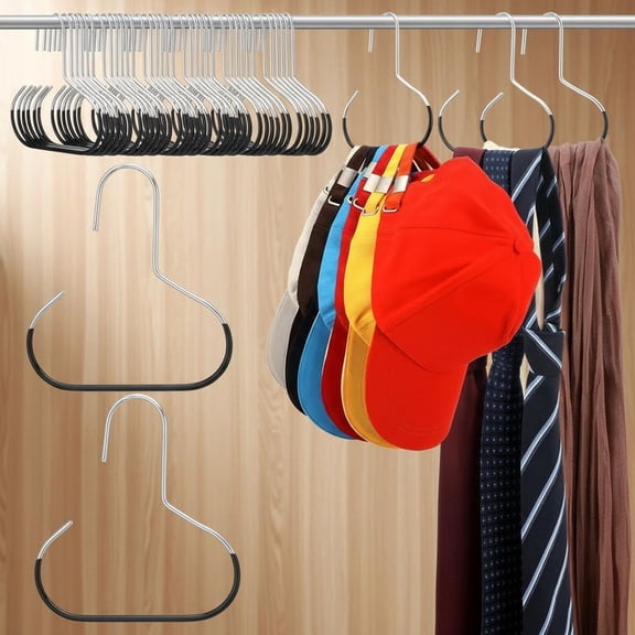Scarf Hangers Metal Belt Hat Ring Hanger with Grip Coating, Scarf Organizer Storage Holders for Ties Scarves Belts Tank Tops Hat Hooks (Black)