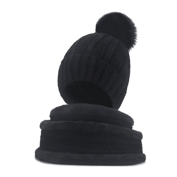 Scarf Hat Two Piece Set For Women's Travel Warm Windproof Knit Hat Winter Cold Proof Woolen Hat Hat Gloves Set Women Scarf Hat Gloves Scarf Gloves Hat Set for Men Scarf Hat Gloves for Girls Gloves
