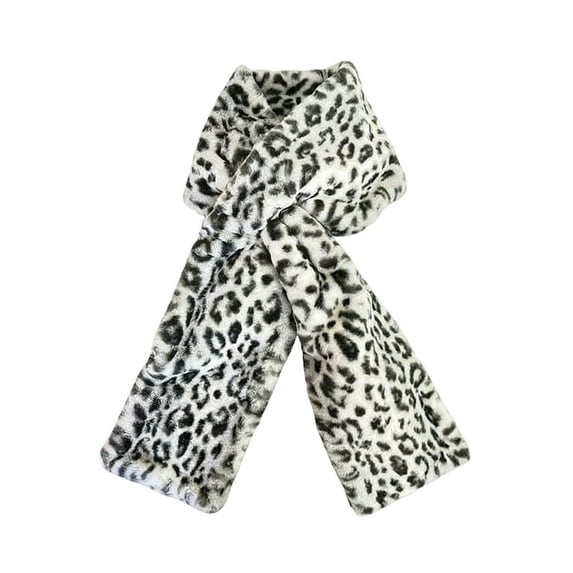 Scarf with Hidden Zipper Pocket, Winter Pull-Through Faux Fur Scarf with Hidden Zipper Pocket, Winter Warm Soft Cozy Furry Loophole Scarf Leopard Print