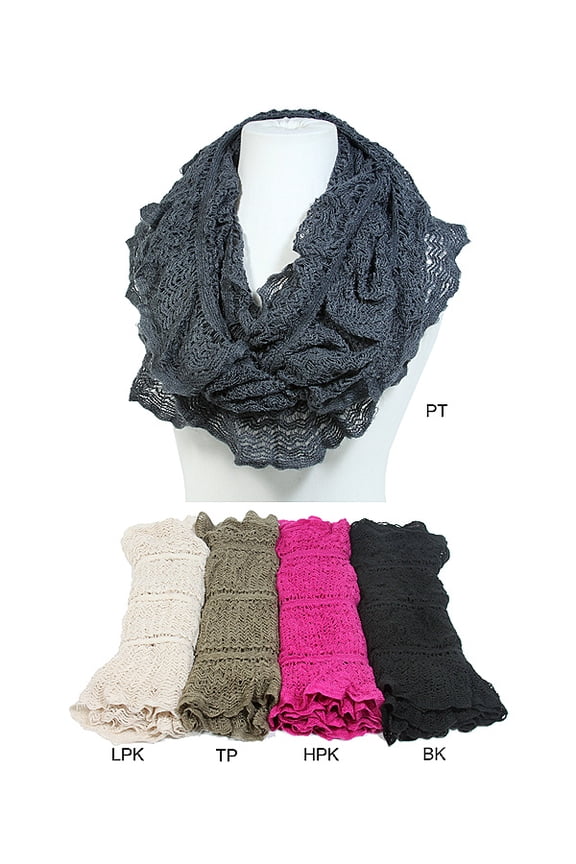 Scarf - Infinity - Crochet Ruffle – Black – SF-S1329J