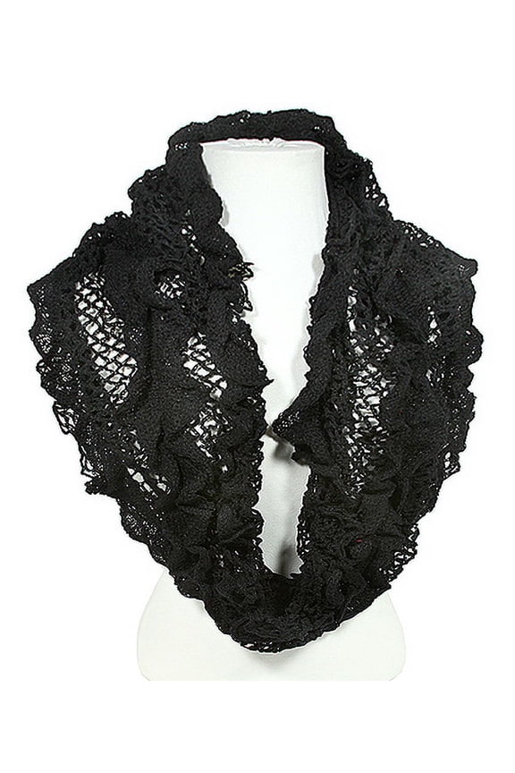 Scarf - Infinity Crochet Ruffle - Black - SF-TSF51466BK