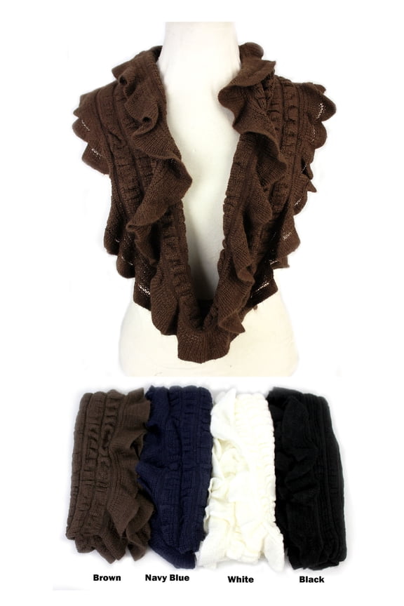 Scarf - Infinity - Crochet Ruffle -White – SF-S1328