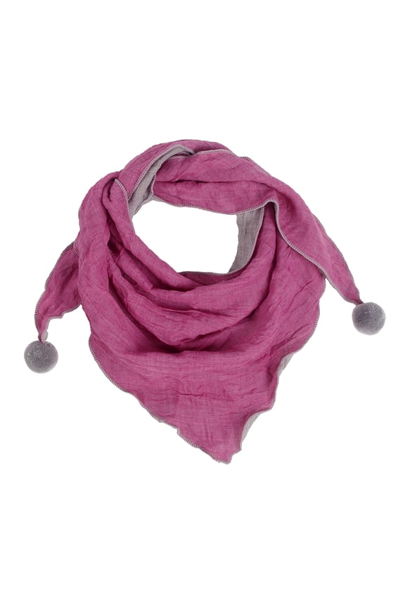 Scarf  for Kids Triangle Baby Scarf Boy Girl Neckerchief Children Scarf Cute Triangle Cotton Scarf with Hairball Neck Warmer for Winter Autumn Fuchsia