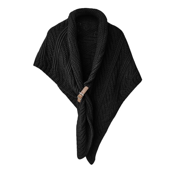 Scarf Knitted Shawl With Leather Buckle Women's Wrap Autumn Winter Warm Cozy Fashion Pashmina Crochet Ponchos Shawl Wraps For Women